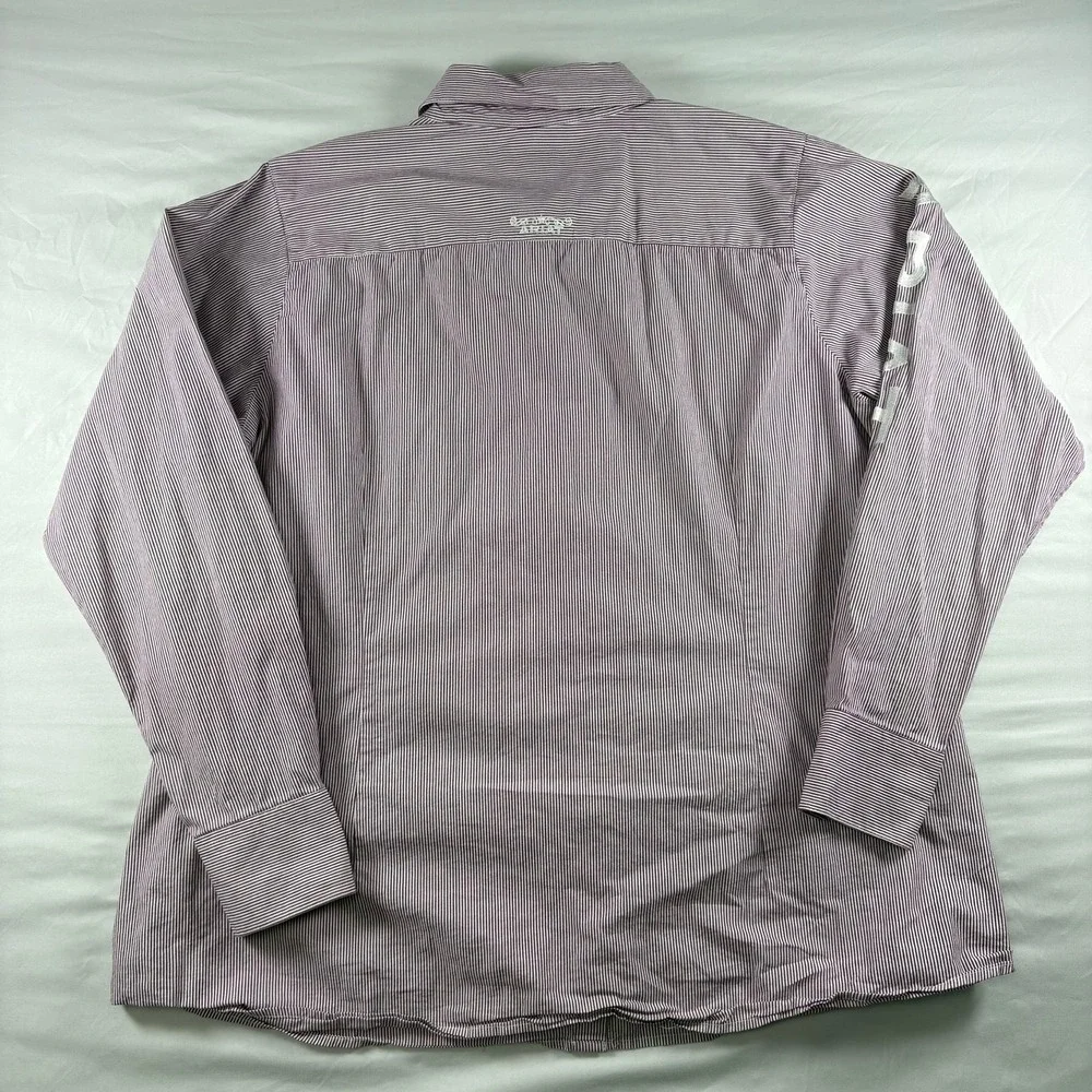 Ariat ReAL Button Down Shirt Womens 1X Purple Striped Logo Sleeve Western - Picture 8 of 12